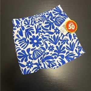 George 6-12m Blue and White Floral Swim Shorts NWT